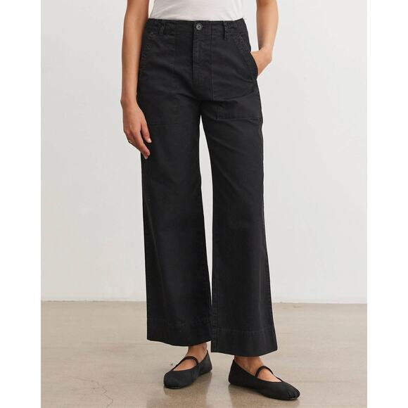 Velvet by Graham & Spencer Mya Cotton Canvas Utility Pant in Black size 8 - Picture 1 of 8